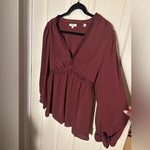 Burgundy Long Sleeve Blouse